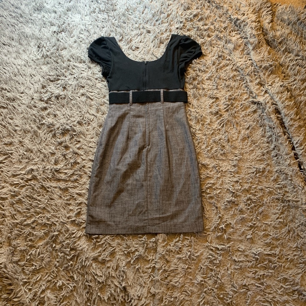 Vintage Y2K grey and black milkmaid belted A. Byer dress sz 3